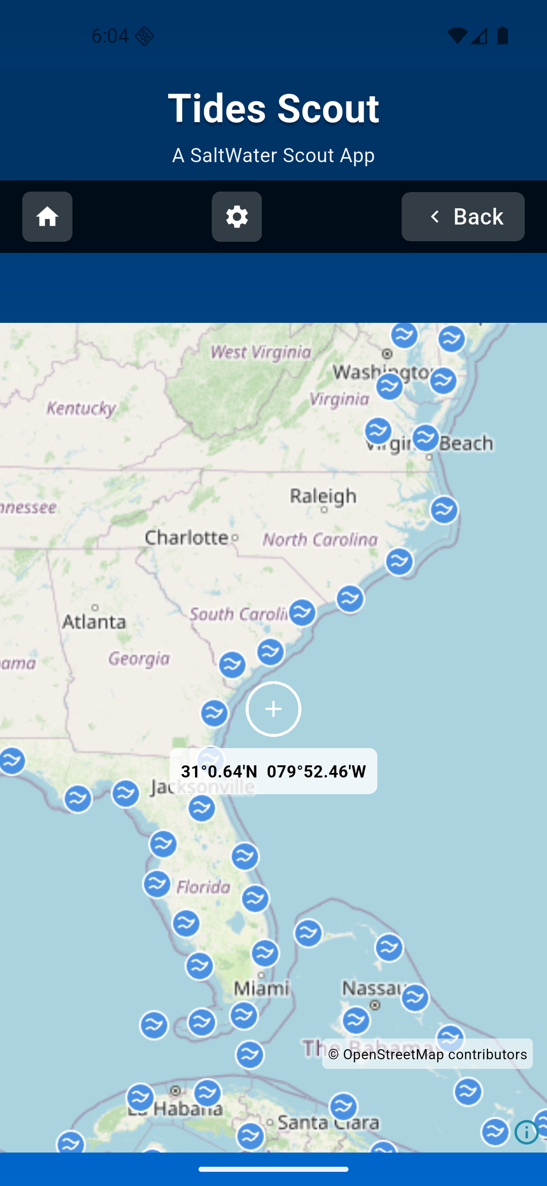 Interactive map of NOAA coastal tide stations